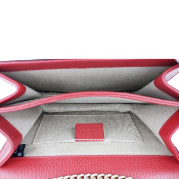 Gucci  Interlocking GG Small Dollar Calfskin Leather Crossbody Bag Red - Picture 13 of 15